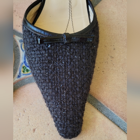 Vintage Kate Spade Tiny Leather Bow Point Toe Kitten Heels Black Size 7 - Picture 5 of 9